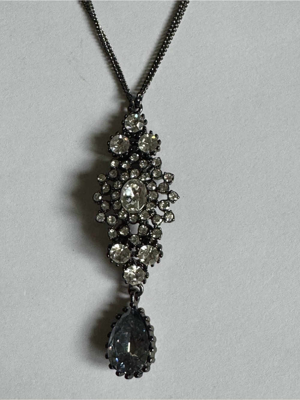 Heidi Daus Worth Waiting For Crystal Y-Drop Necklace 10-12 inches Stamped